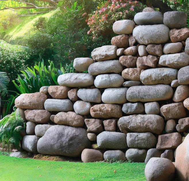 boulder retaining wall